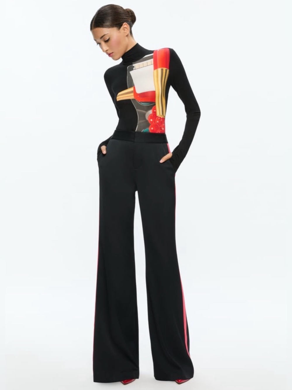 NWT Alice + Olivia X Tom Wesselmann Delaina Long Sleeve Turtleneck Top. Size XL - Picture 6 of 15